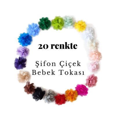 20 farklı renkte şifon bebek tokaları