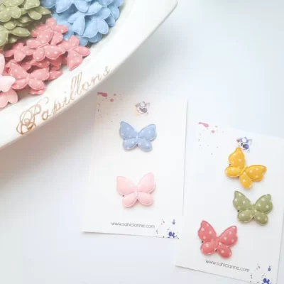 puantiyeli kelebek saçsız bebek tokaları