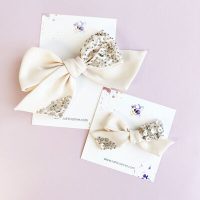 Krep Fiyonk Anne-Bebek Toka Seti - Beige